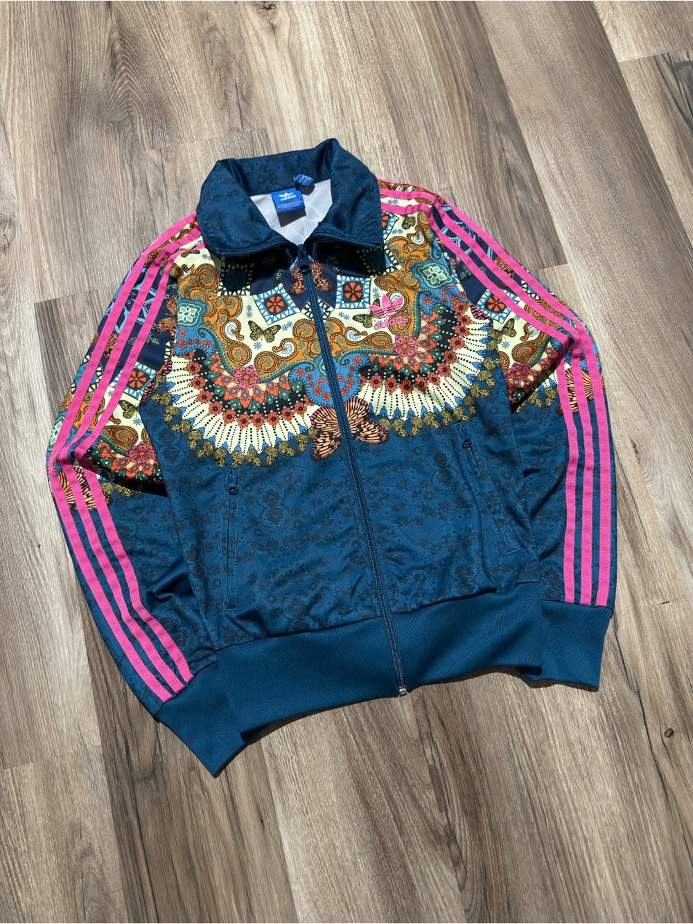 Rare Y2K Adidas x Farm Rio Multicolor Floral Butterfly Track Jacket • Size XS